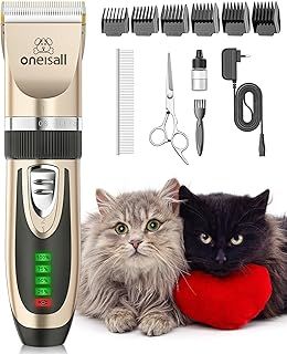 oneisall Cat Grooming Clippers for Matted Hair, 2-Speed Cordless Low Noise Pet Hair Clipper Trimmer for Dogs Cats Animals (Gold)
