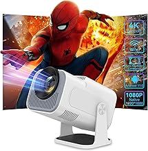 Mini Projector 4K with WiFi 6 and Bluetooth, 1080P Full HD Portable Mini Projector with Android 11.0 and 180° Rotatable, Auto Keystone Home Projector for Phone/TV Stick/Laptop