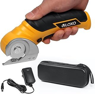Rotary Cutter VLOXO Cordless Electric Scissors Rechargeable Rotary Cutter for Fabric with Protective Box for Cutting Fabric, Cardboard, Leather, Carpet (Yellow)
