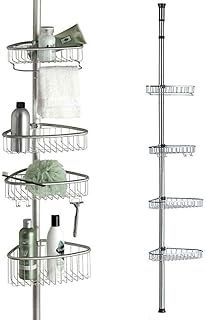 Home Flair Corner Shower Shelf | Non-Rust Bathroom Storage | Adjustable 4-Tier Easy-Install Shower Caddy
