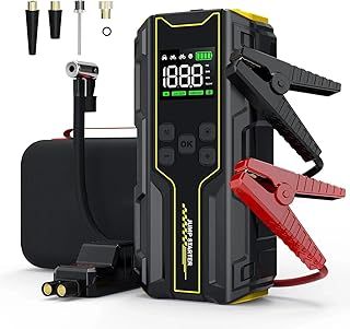 4000A Jump Starter Power Pack with Air Compressor/18W Fast Charging, – 4 in 1 Jump Starter - 150PSI Portable Car Battery Charger, Booster & Power Bank with Tire Inflator for 12V Vehicles