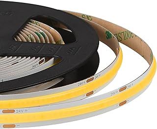 COB LED Strip 5M, Warm White 2700K LED Strip Light DC24V, 480LEDs/M, CRI 90+ Super Bright Uniform Dotless LED Tape Lights for Cabinet Kitchen Home DIY Indoor Lighting Projects (No Power Supply)