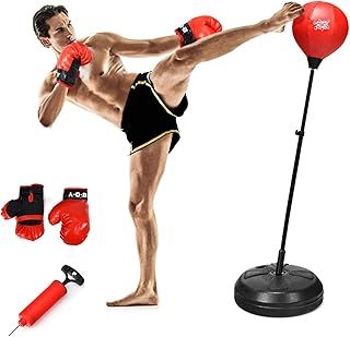 Kids Boxing Punch Bag, Height Adjustable Punching Bag Stand with Gloves and Hand Pump, Freestanding Inflatable Boxing for Kids Teens Adults
