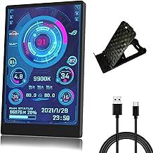 3.5in Computer Temp Monitor, IPS Full View Temperature Display, USB Mini Screen for AIDA64 PC CPU RAM, Plug and Play (Black)