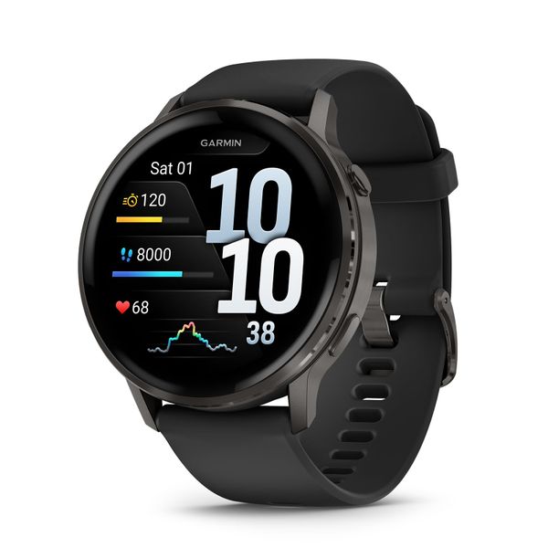 Garmin Venu 4 45mm - GPS smartwatch, AMOLED touchscreen, 24/7 advanced health & fitness tracking, 80+ sports apps, flashlight, ECG, sleep monitor, up to 12 days battery life, Slate/Black