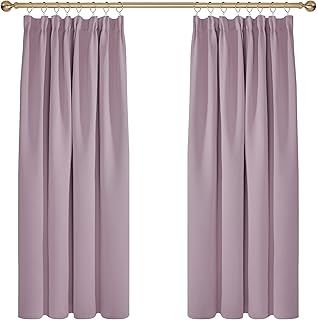Deconovo Bedroom Blackout Curtains Pencil Pleat Thermal Insulated Tape Top Curtains for Livingroom 46 x 54 Inch Pink Lavender 2 Panels