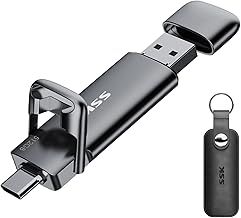 SSK 512GB USB C Drive Up to 550MB/s, Fast USB Stick Dual Drive Type-c +USB A USB3.2 Gen2 Solid State Drive, External SSD USB Memory Stick for Android Phone Laptop Tablet Mac Business Travel Essential