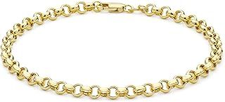 Carissima Gold Women's 9 ct Gold Hollow Round Belcher Chain Bracelet of Length 18 cm/7 Inch