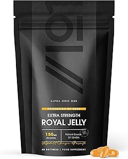 Raw Royal Jelly 9,000mg per Bag – Extra Strength 150mg per Softgel - Naturally Produced by Bees – Rich Source of Protein & Vitamins with 10-HDA, Non-GMO, Halal – 60 Softgels