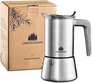 Moka Pot | Espresso maker (4-6 Cup) incl. extra sealing I Stainless steel I Induction-Safe I Enjoy your delicious Moka pot coffee