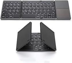 Zedo Foldable Bluetooth Keyboard, Pocket Size Portable Mini BT Wireless Keyboard with Touchpad for Android, Windows, PC, Tablet, with Rechargeable Li-ion Battery