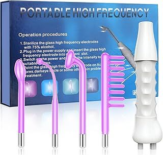 High F-requency Wand, iklestar Handheld High F-requency Facial Machine for Hair Growth, Skin Tightening Kit with 4 Violet Tubes, Professional Face Beauty Device for Skin Care Home Salon Use
