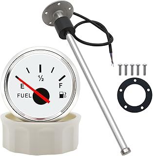 KAOLALI Fuel Level Sensor with Gauge, Boat Sender Unit, Stainless Steel Tank Sending Unit, 350MM for RVs Boats