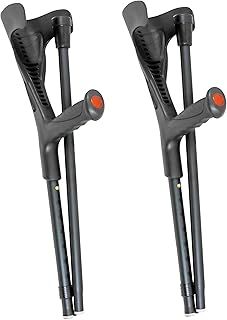 PEPE Mobility - Folding Crutches for Adults (x2 Units, Open Cuff), Elbow Crutches, Foldable Aluminium Walking, Women Men