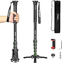 Manbily Camera Monopod with Feet 5 Sections 67-in 170cm Extendable Portable Travel Aluminum Monopod with Removable Tripod Stand Base for DSLR Canon Nikon Sony Video Camcorder Max Load 15.5lbs(A-222)