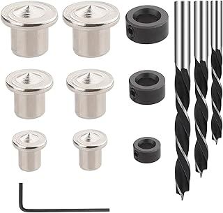 6/8/10mm Wood Dowel Hole Drilling Guide Jig Kit with 6 Dowels Alignment Tool+3 Drill Depth Stops+3 Dowel Drill Suitable for Woodwork Drill Tools Used by DIY Worker to Mark Pin Center Position