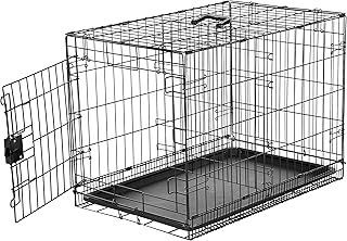 Amazon Basics Medium Metal Dog Crate/Cage with Tray, Durable and Foldable Dog Cage with Single Door, Black, Medium 76cm (30")