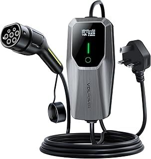 EV Charger 3.6kw, 6A/8A/10A/13A Variable, 3Pin Home Electric Car Charger Cable Type 2, 5 Metres Single-phase Charger with LED Display& Carry Bag, IP65 Waterproof