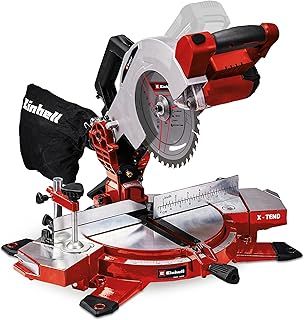Einhell Power X-Change 18V Mitre Saw - 3000 RPM Circular Saw With Work Table, LED, Dust Collection, 45° Mitre, +/-47° Bevel - TE-MS 18/210 Li Solo (Battery Not Included)