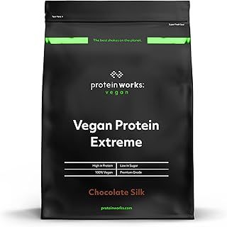 Protein Works - Vegan Protein Extreme , Added Vitamin Blend , Vegan Protein Powder , Plant Based Protein Shake , 14 Servings , Chocolate Silk , 500g