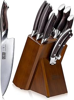 8-Piece Kitchen Knife Set, Japanese AUS-10 Super Steel Set with Block, Professional Ultra Sharp Chef Knife with Scissors