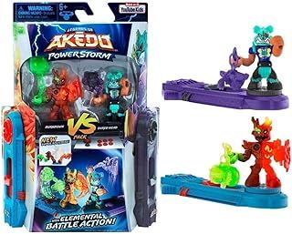 Akedo Legends Powerstorm Duel Set 2 Miniature Fighters and 2 Burndown VS Shred Head Battle Controllers