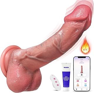 Thrusting Dildo Realistic Sex Toys for Women, 8.7'' Big Thick Remote Heating Dildos with 7 High-Speed Thrusting & Vibrating Modes Anal Dildo, Caravosh Soft G-spot Clitoral Anal Massager Adult Sex Toy
