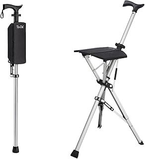 Iconicare The Ta Da Seat Stick / Chair - the walking cane/ stick that converts to a tripod chair, great for watching & enjoying outdoor sport match, walking & for a break whilst walking(Black, 880mm)