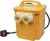 Faithfull FPPTRAN33A 3.3kVA 110V Twin Outlet (2 Socket) Site Transformer 2M HD Rubber Cable