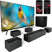 ULTIMEA 7.1 Soundbar for TV, with Dolby Atmos, 4 Wired Surround Speakers, APP Control, 460W Surround Sound System for TV, Home Theater Sound System with 6.5" Wireless Subwoofer, Poseidon D80 Series