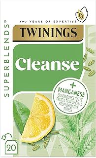 Twinings Superblends Cleanse Tea - Green Tea Herbal infusion with Matcha, Lemon & Fennel Seeds with Manganese- 20 Biodegradable Tea Bags