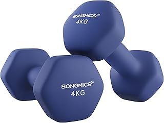 SONGMICS Dumbbells Set of 2 Dumbbells Hexagon Neoprene Coating Strength Training Workout Fitness Training Home