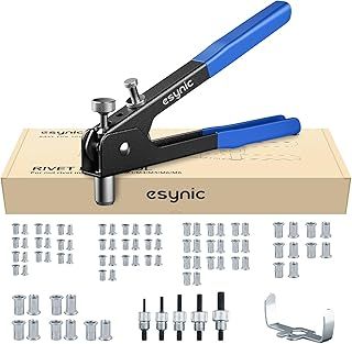 eSynic Rivnut Gun Tool Kit 10 Inch Rivet Nut Gun Set Hand Rivnut Tool Kit Heavy Duty Rivnut Gun Set Nut Rivet Tool with 80Pcs Riveter Nuts Metric M3 M4 M5 M6 M8 Perfect for Work