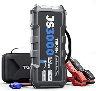TOPDON Jump Starter JS3000, 3000A/24000mAh Battery Booster Jump Starter Power Pack for Up to 9L Gas/ 7L Diesel Engines, Portable Jump Starter Power Bank with Handle/Jumper Cable/EVA Case