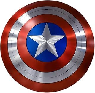Captain Amrica Shield Medieval Warrior Mild Steel Shield Round Cosplay Metal Shield Wall Decor Shield Rustic Vintage Gift, Multi, Brand