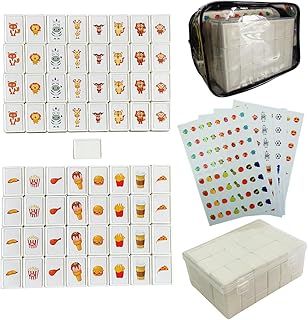 65 Tiles 30mm Seaside Game Mahjong Blocks,Tiles Escape Game for Kids, in ABS Plastic Material Game Set,with 4 DIY Stickers, Plastic Mahjong Style,for Children to Exercise Attention and Pass the Time