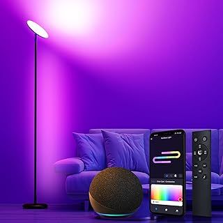 OUTON S1 Floor Lamp, 2-in-1 Smart RGBIC Corner Lamp & 30W/3000LM Bright LED Torchiere Floor Lamp, WiFi-App Control, 16 Million DIY Colors, Music Sync, Standing lamp for Living Room Bedroom Gaming Room