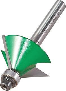 Trend CraftPro Two Flute Self Guided Chamfer Router Cutter Bit, 1/4 Inch Shank, 12.7mm Cut Diameter & 45 Degree V Groove, Tungsten Carbide Tipped, C049X1/4TC