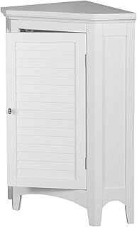 VERSANORA Teamson Home Glancy Freestanding Corner Floor Cabinet with Faux Louvered Door, White