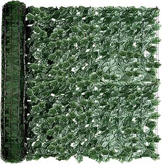 REOVE Artificial Ivy Privacy Fence Screen, Artificial Hedge Fence Green Leaf Ivy Screen Plant Wall Fake Grass Decorative Backdrop for Privacy Protection Home Balcony Garden