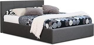 Modernique® Grey Fabric Ottoman Storage Bed, 3ft Grey Linen Gas Lift Up Storage Bed in Single Sized Bed Frame (Single (3FT))
