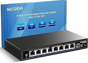 8 Port 2.5G Web Smart Managed Ethernet Switch with 10Gbps SFP Uplink,Compatible with 100/1000/2500Mbps Network, 2.5Gbps Management Switch Easy for 2.5Gb NAS,PC,WiFi6 Router,Wireless AP.