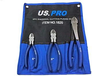 US Pro 3pc Diagonal Side Cutting Plier Set 6", 8", 10" 1820