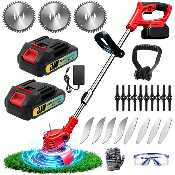 Cordless Strimmer Grass Trimmer for Makita Battery,Electric Strimmers with Metal Blade,Lightweight Brush Cutter with 2 x 2.0Ah Battery and Charger,Telescopic Lawn Edger for Gardens,Park,Weeds