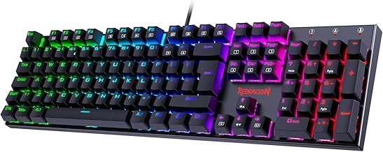 Redragon Mechanical Gaming Keyboard, Mechanical Keyboard with 105 Programmable Keys, Red Switches, Full Anti-ghosting RGB Ideal for Gaming, PC, Windows, Mac, Gamer, Office, Typists - UK Layout