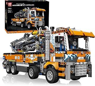 Mould King 19014 Technology Tow Truck Building Kit, 2098 Pieces Crane Toy Model with Pneumatic Functions, Construction Vehicles Building Set (Without Motor)