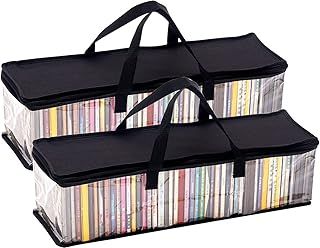 Imperius 2 Pack Clear PVC CD Storage Bags, Portable, Easy Access, Each Holds 48 CDs, Minimal Style, Indoor Use