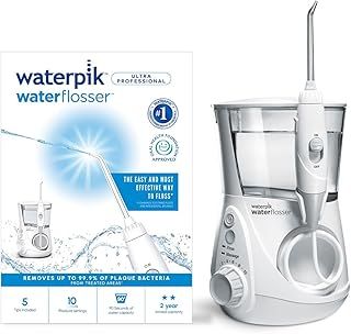 Waterpik Ultra Professional Water Flosser, 7 Tips, Advanced Pressure Control System, 10 Settings, Dental Plaque Removal Tool, White, WP-660UK, 2pin UK Bathroom Plug, Packaging may vary