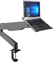 Single Monitor Mount Stand with Laptop Tray Gas Lifted & Adjustable Fits 11"-17" Notebook & 17"-32" Monitor, 2 in 1 Function, Holds up to 10kg, MD8TP001