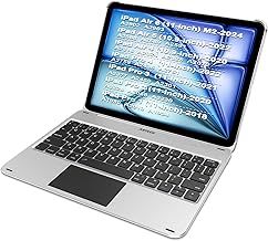 Arteck iPad Air 2024 11-inch/Air 10.9-inch/Pro 2022 Keyboard Case with Trackpad, Bluetooth Keyboard with Folio Full Protection Case and Touchpad for Apple iPad Air 2024 11inch with Swivel Rotating
